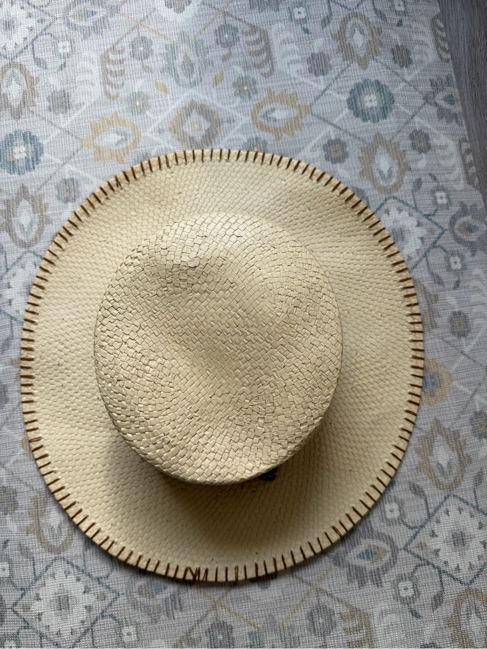 8 by YOOX Italian Paper Straw Boater Hat Ethnic Band Size M